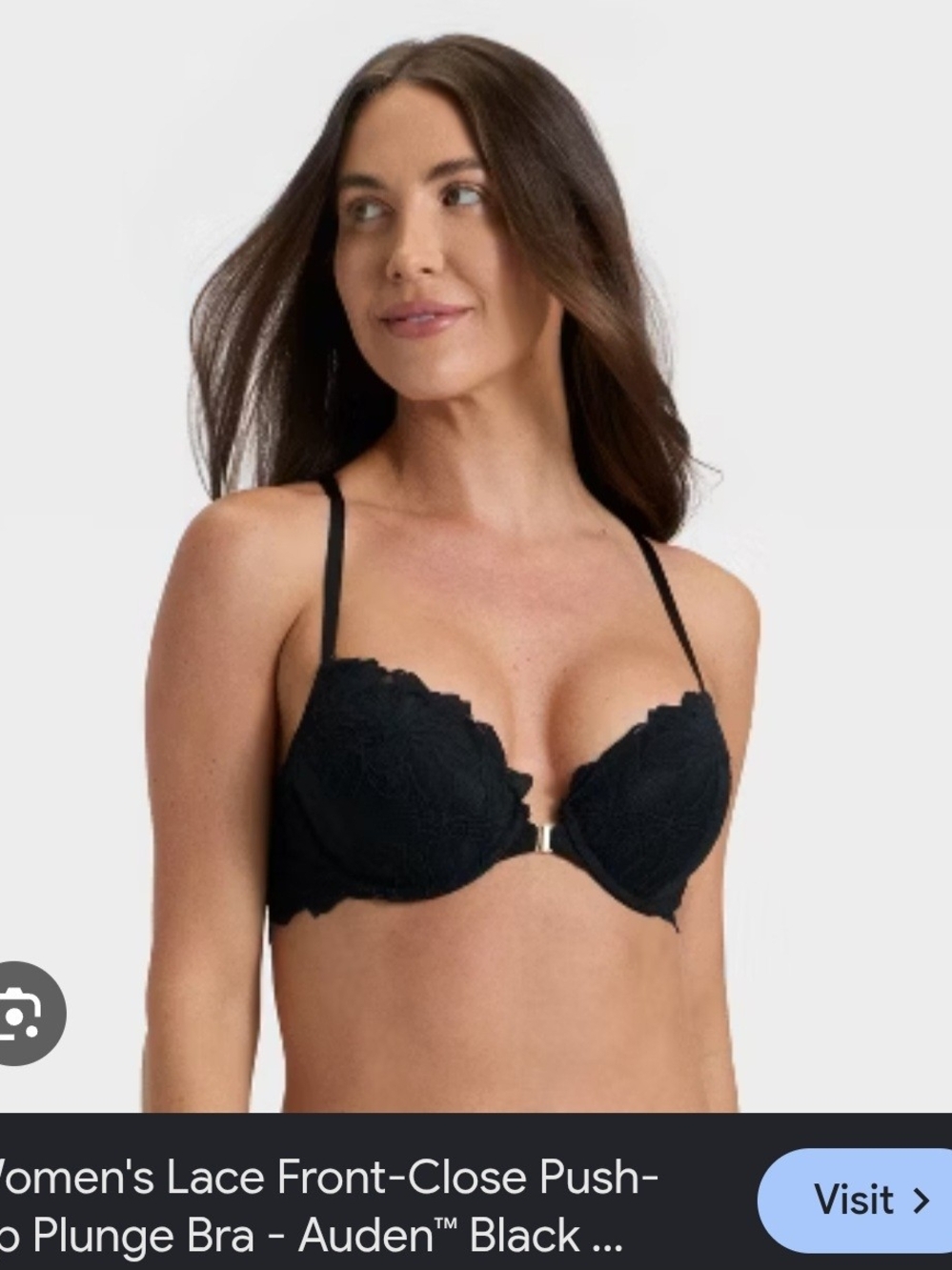 Auden Black Lace Front-Closure Push-Up Bra